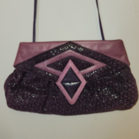 SHARIF Elegant Purple Leather & Suede Texture Women's Bag - Picture 6 of 13